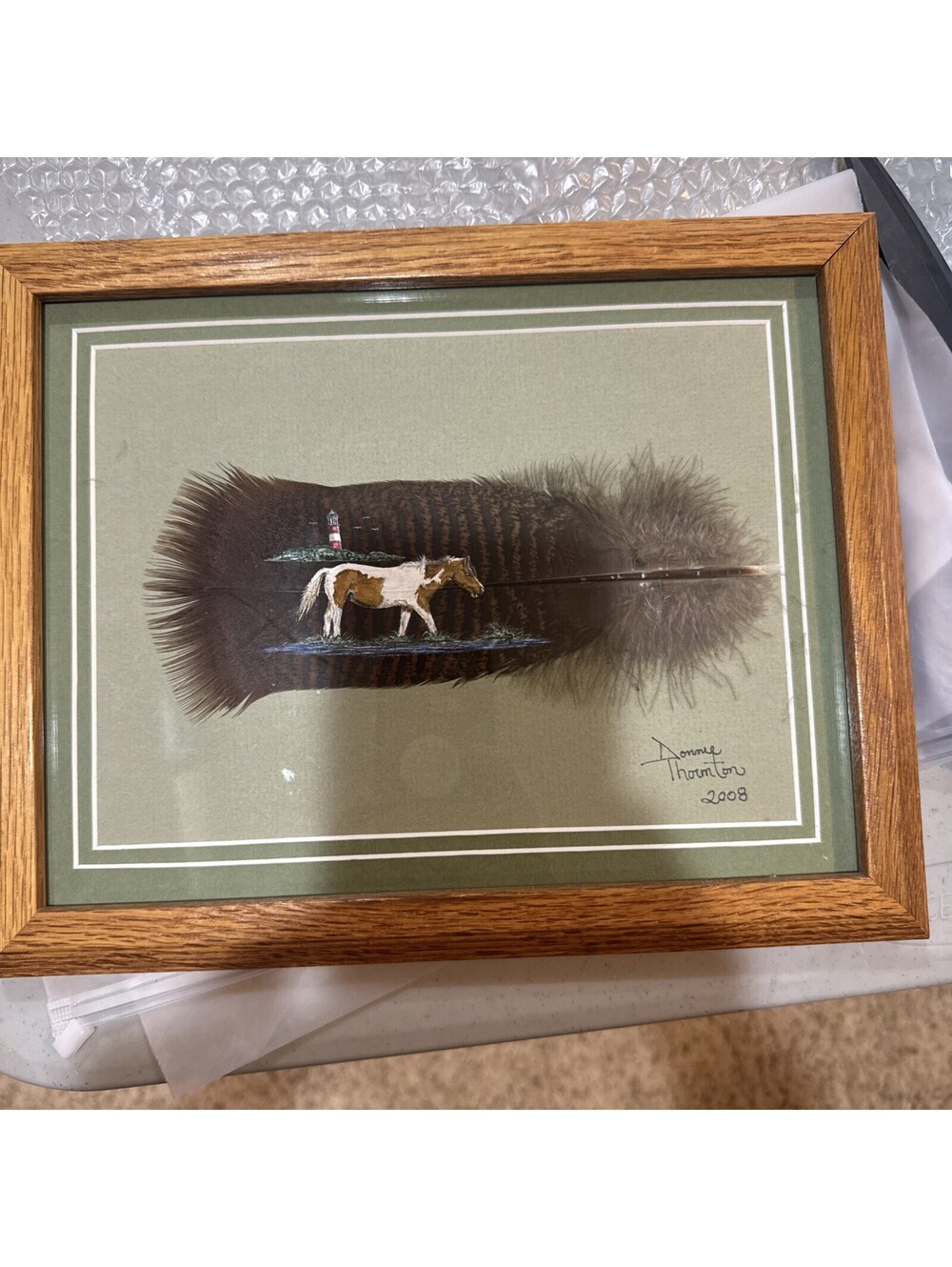 original hand-painted feather artwork by Donnie Thornton 2008